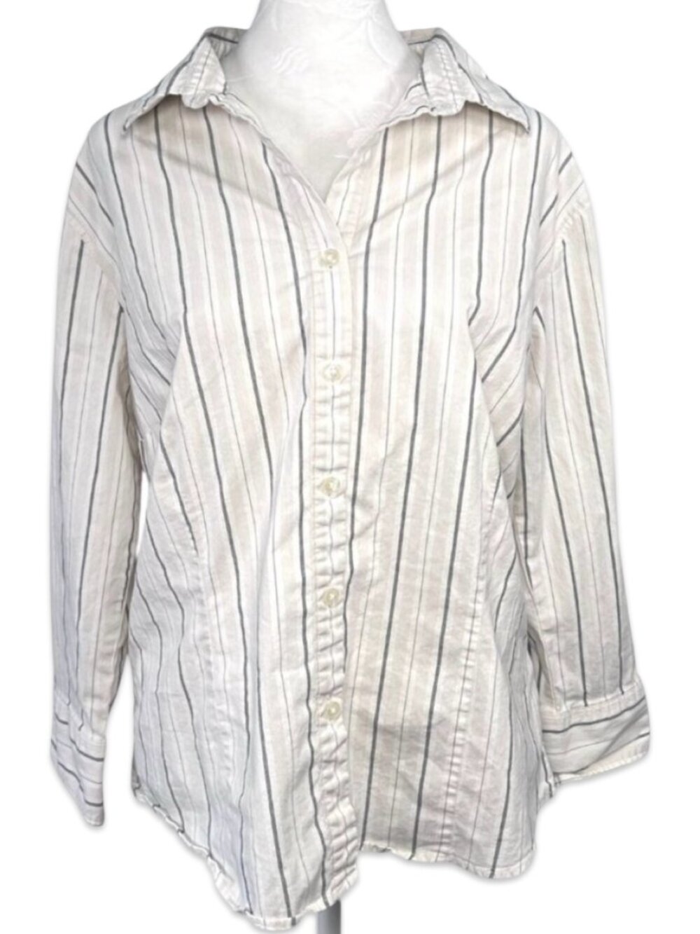 Vintage Dockers Striped Button Up Shirt 3/4 Sleeve Y2K Size XL